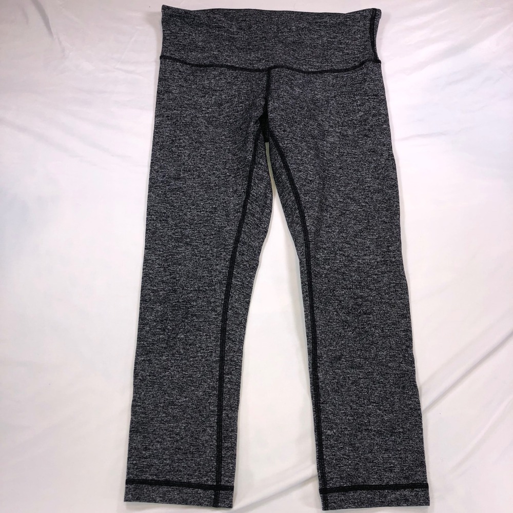 Lululemon Wunder Under Crop Leggings Space Dye Heathered Black White Yoga Pants